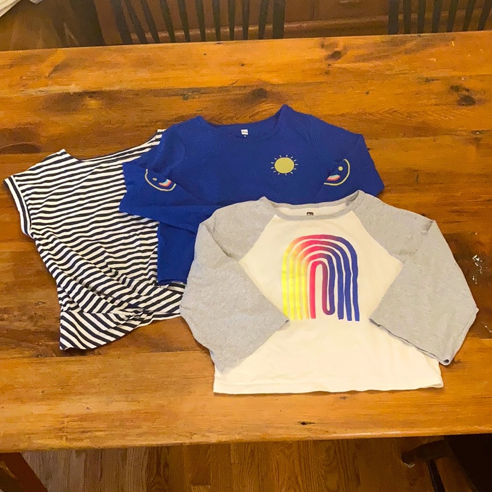 Tea Collection Girls size 12 shirts cropped rainbow smiles bundle  lot of 3